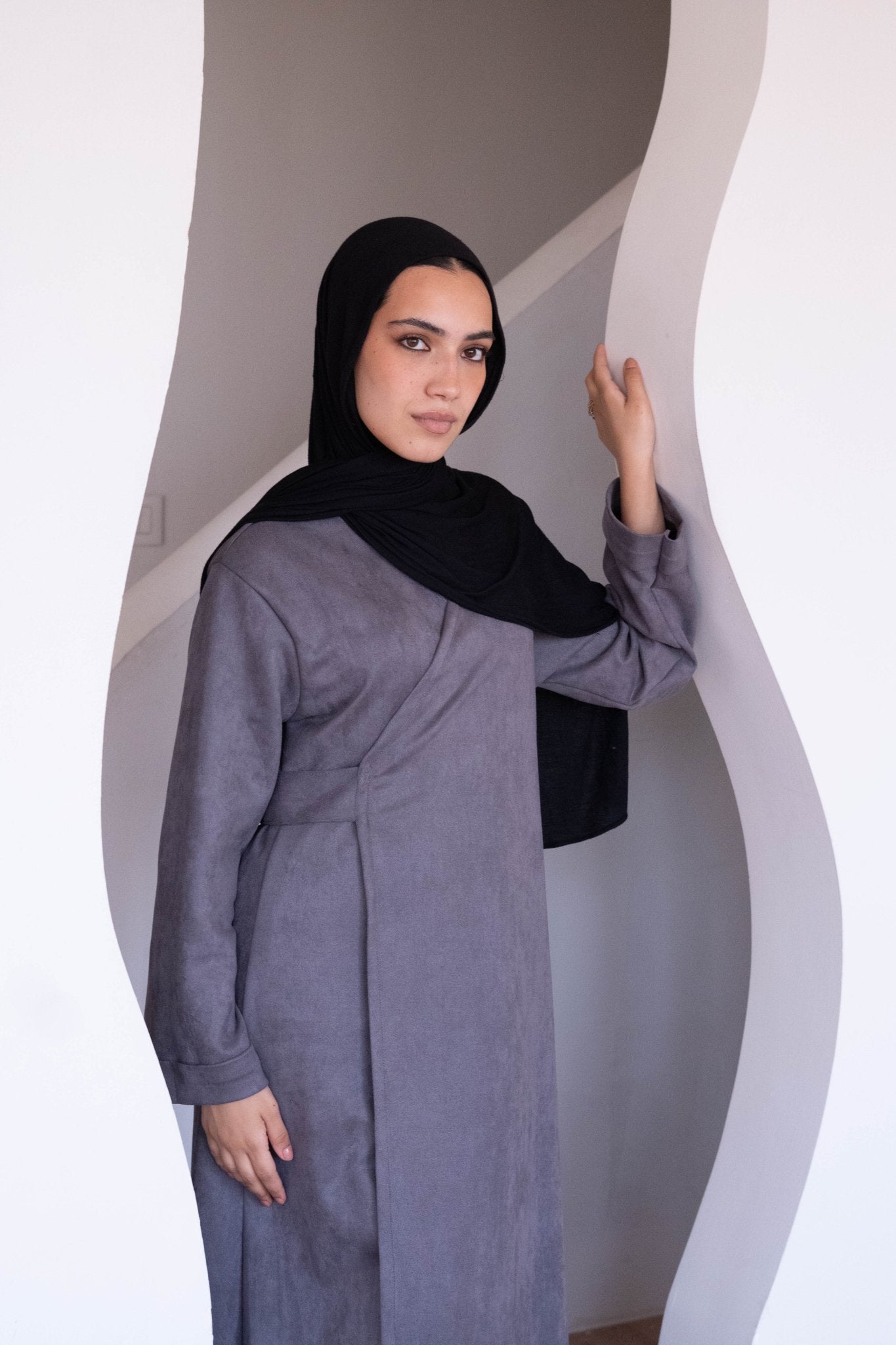 Gray Suede Dress - Lillyscarfofficial