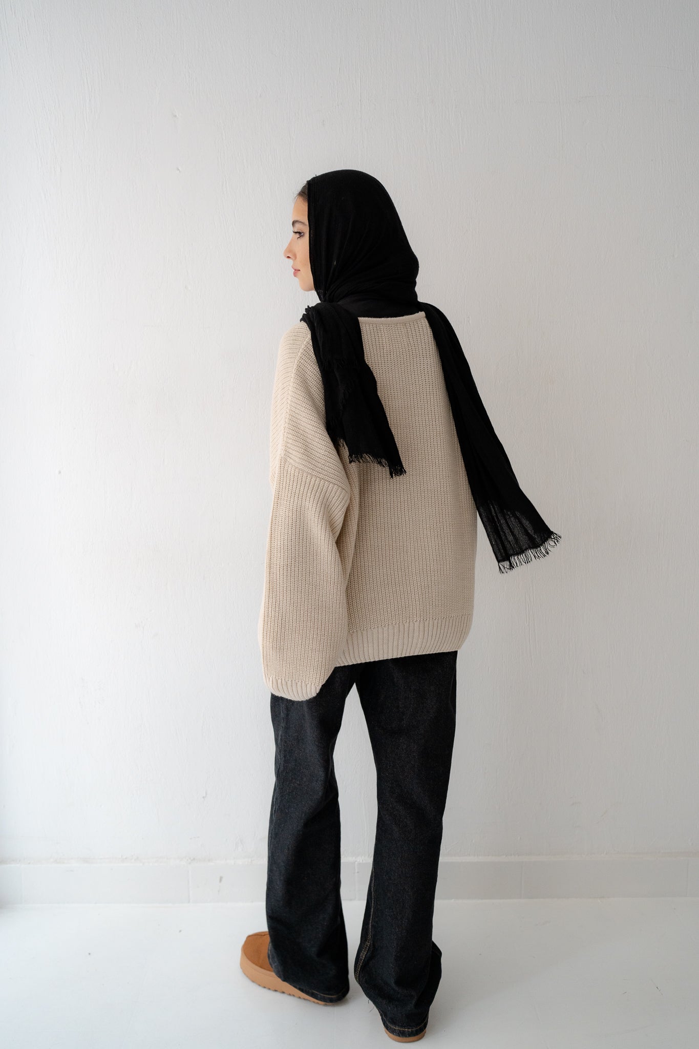 KNIT CARDIGAN WITH BOW IN BEIGE - Lillyscarfofficial
