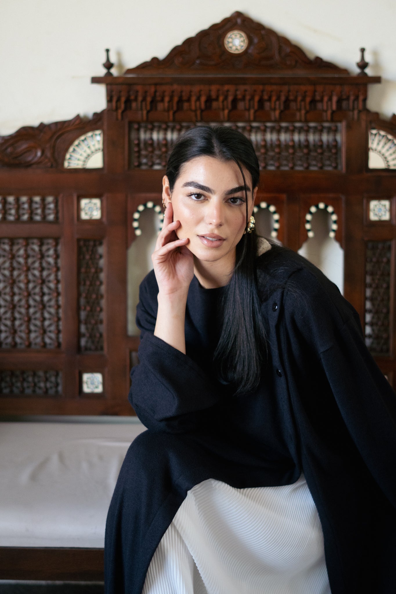 Knit Dress with Pleated Underlayer - Lillyscarfofficial