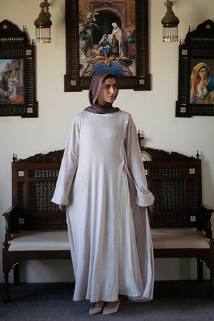 Knit Dress with Pleated Underlayer - Lillyscarfofficial