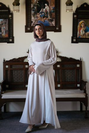 Knit Dress with Pleated Underlayer - Lillyscarfofficial