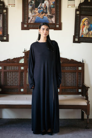 Knit Dress with Pleated Underlayer - Lillyscarfofficial