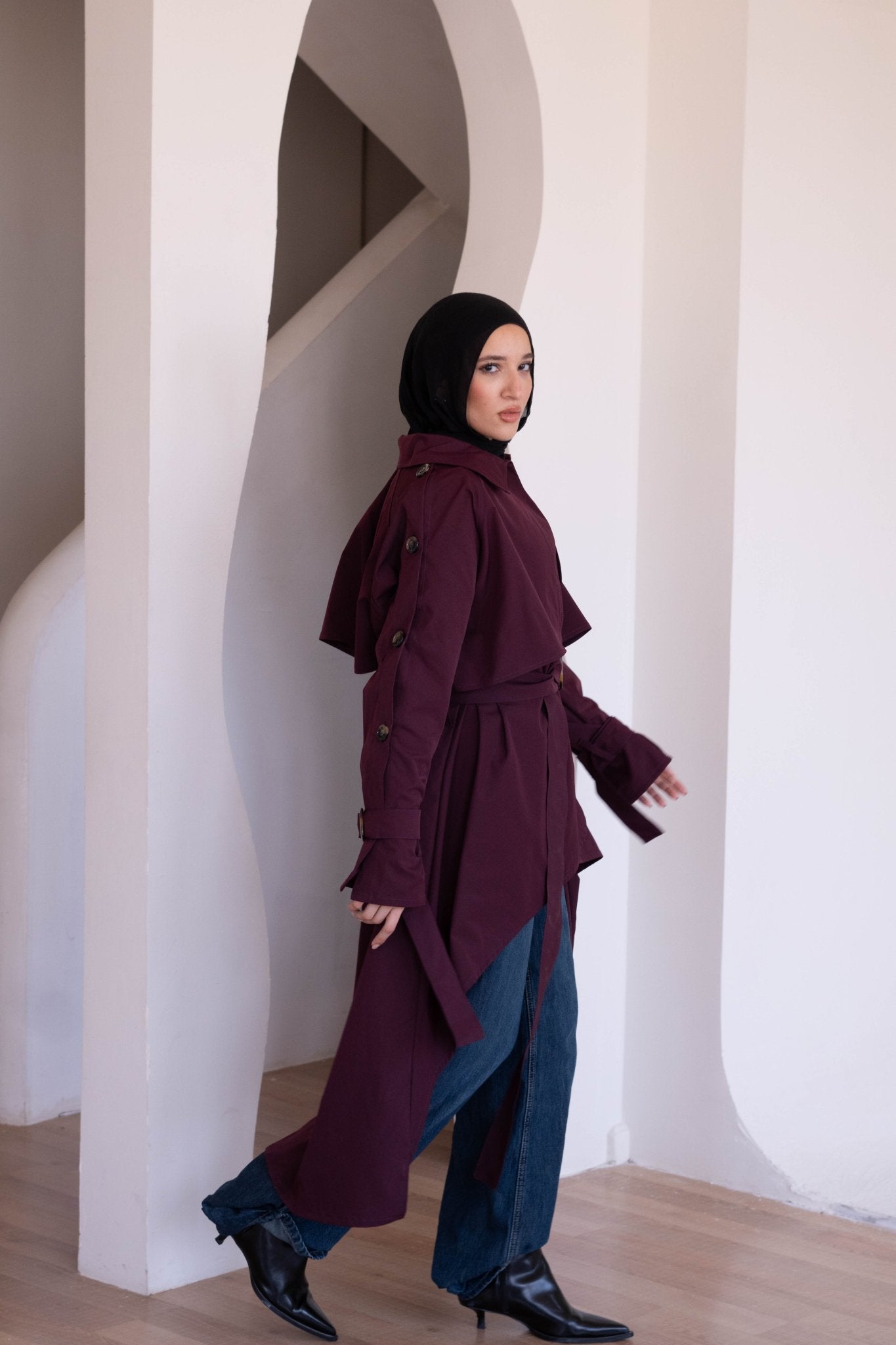 Le trench coat in burgundy - Lillyscarfofficial