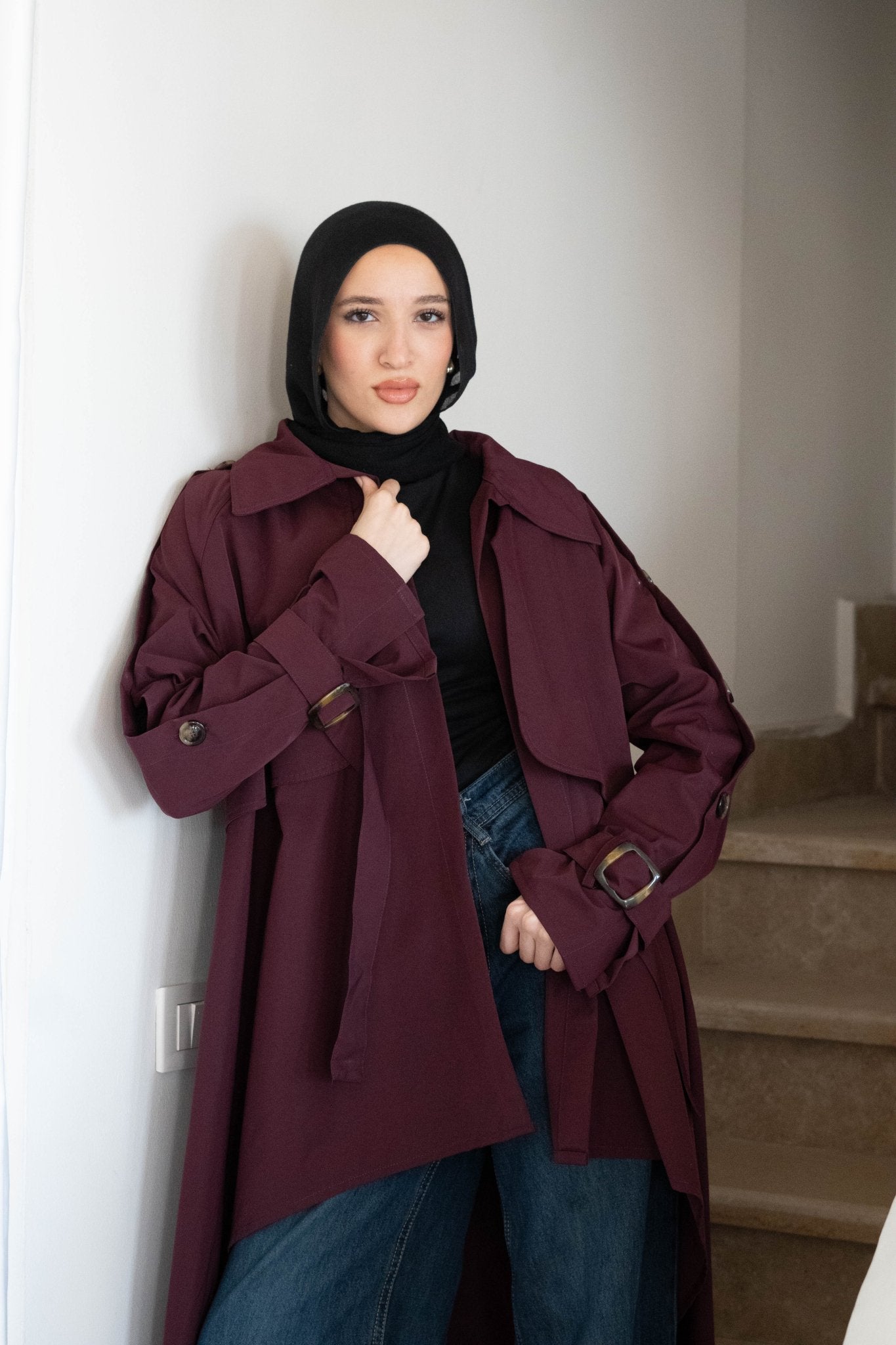 Le trench coat in burgundy - Lillyscarfofficial
