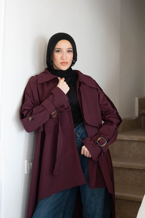Le trench coat in burgundy - Lillyscarfofficial