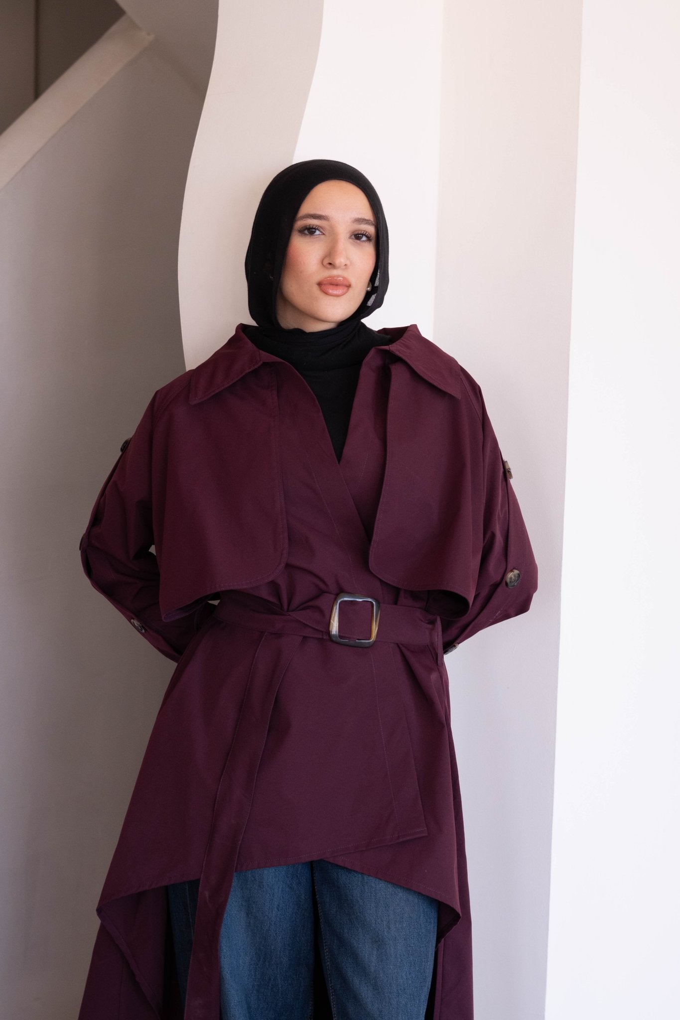 Le trench coat in burgundy - Lillyscarfofficial