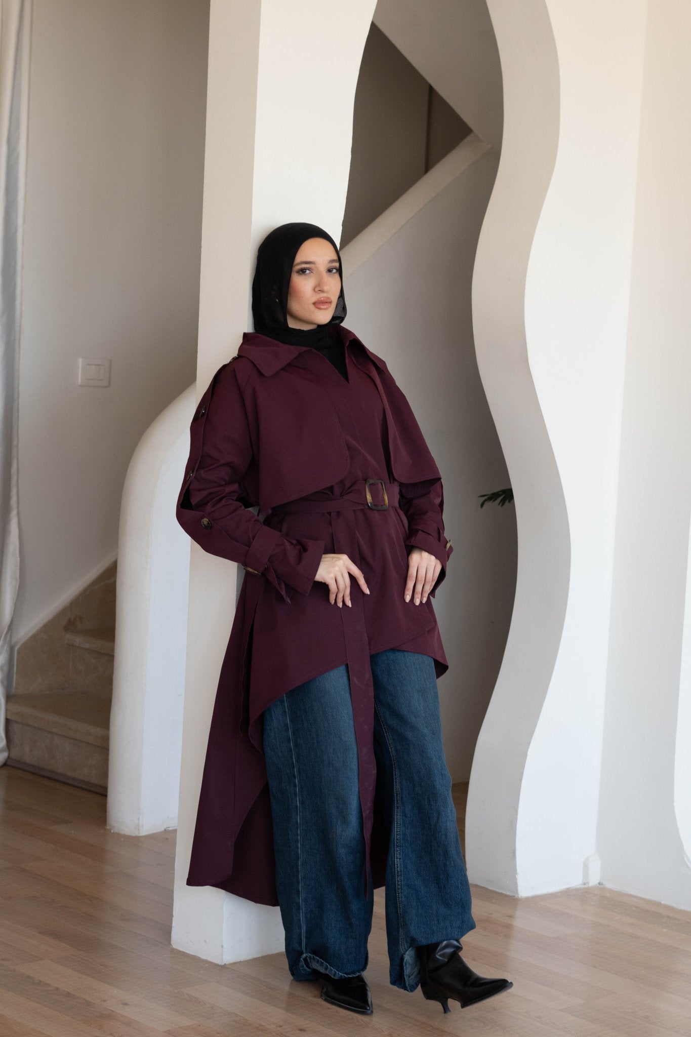 Le trench coat in burgundy - Lillyscarfofficial