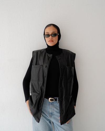 LEATHER BELTED VEST - Lillyscarfofficial