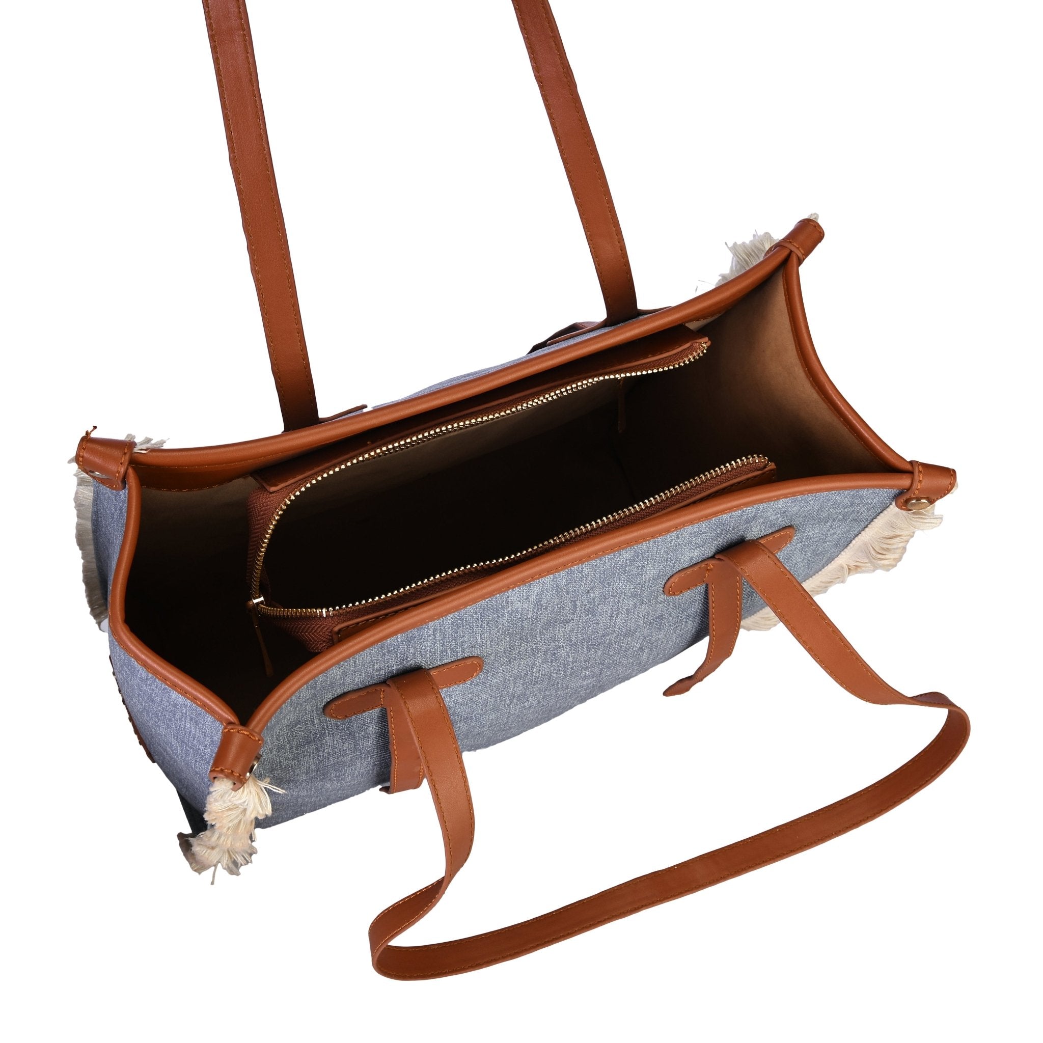 Lilly Denim Fringe Tote - Lillyscarfofficial