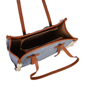 Lilly Denim Fringe Tote - Lillyscarfofficial
