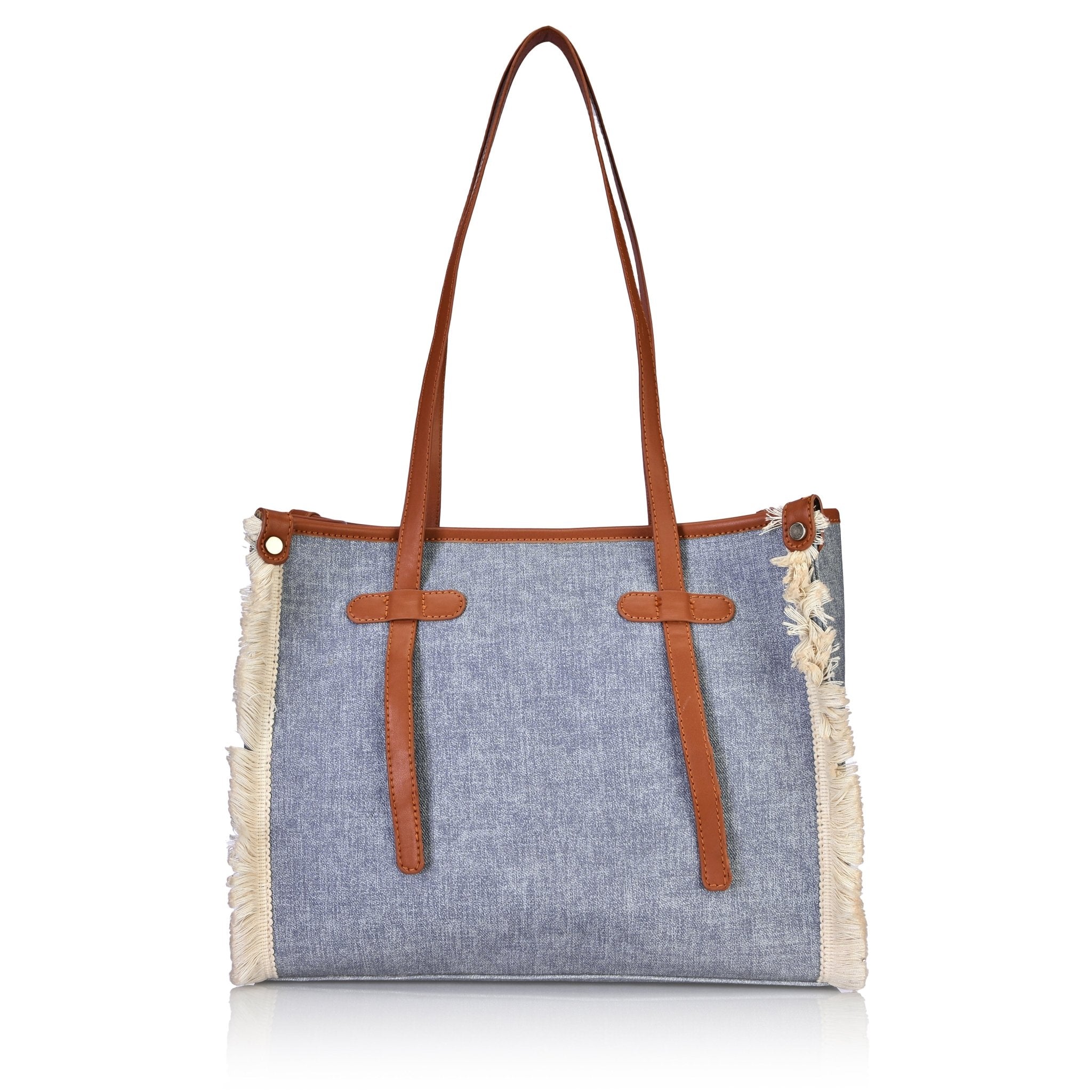 Lilly Denim Fringe Tote - Lillyscarfofficial