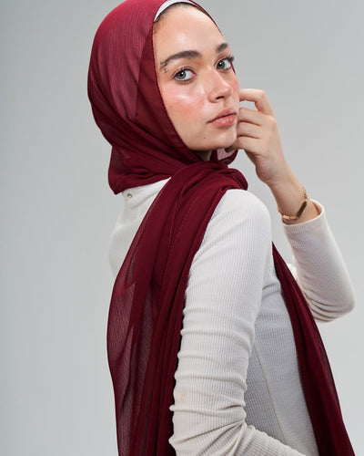 Maroon Chiffon Dubeta - Lillyscarfofficial