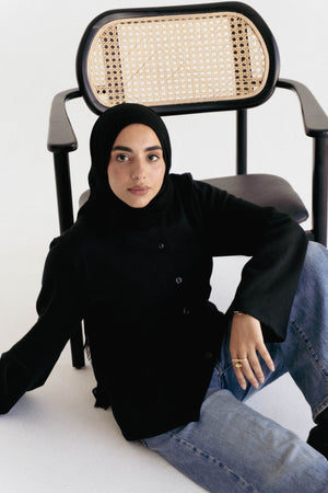 Mira Buttoned Top in Black - Lillyscarfofficial