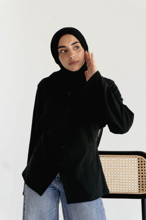 Mira Buttoned Top in Black - Lillyscarfofficial