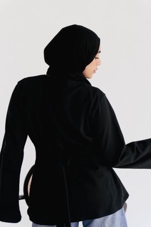 Mira Buttoned Top in Black - Lillyscarfofficial