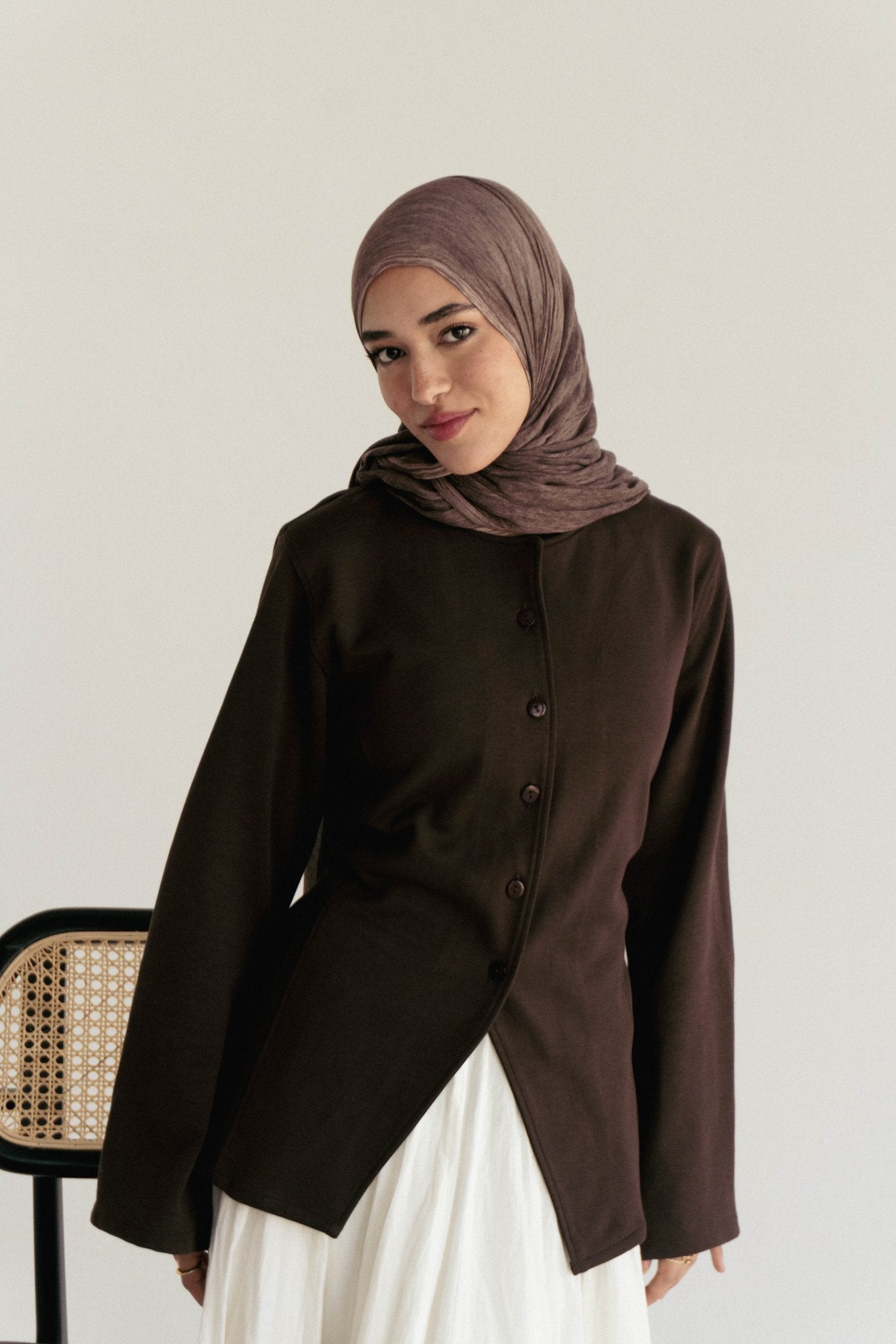Mira Buttoned Top in Brown - Lillyscarfofficial