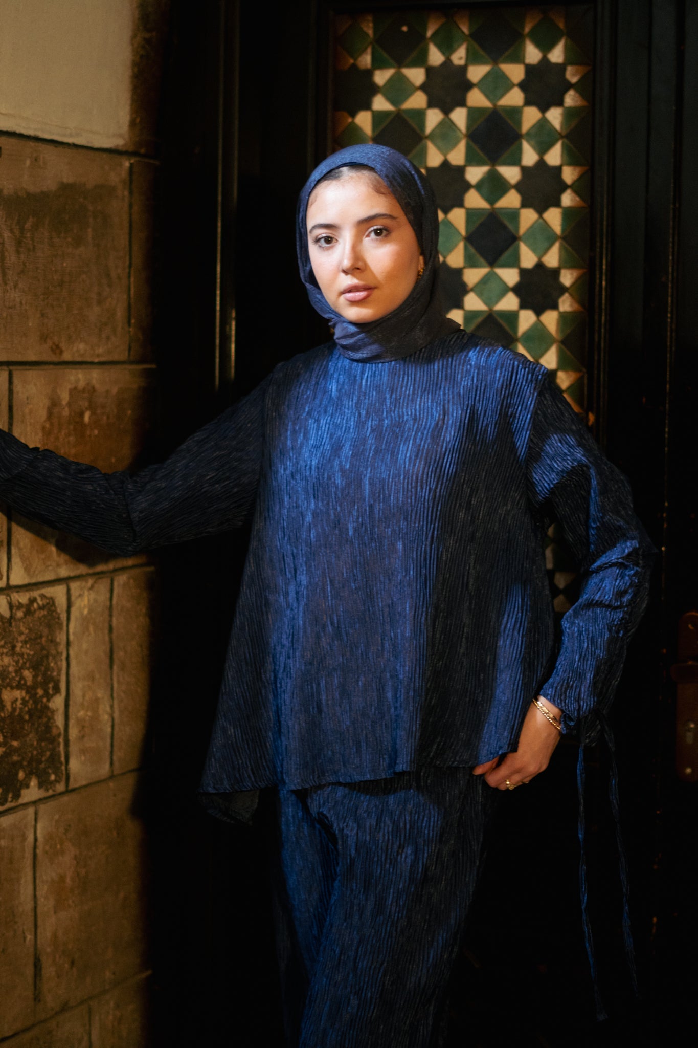 Navy Plissé - Lillyscarfofficial