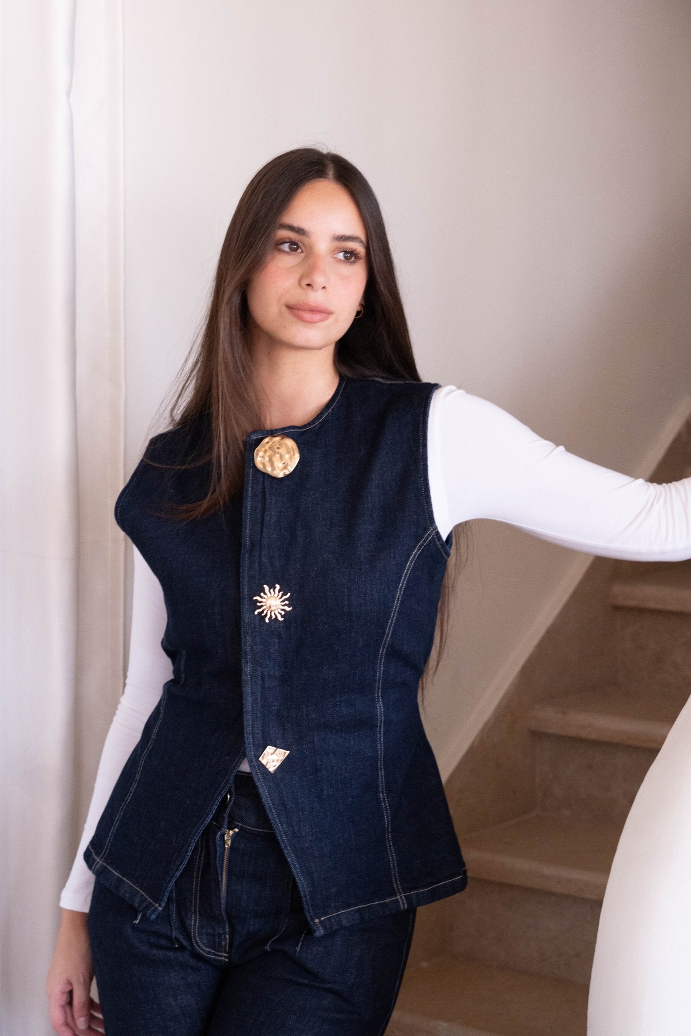 Oily indigo denim vest - Lillyscarfofficial