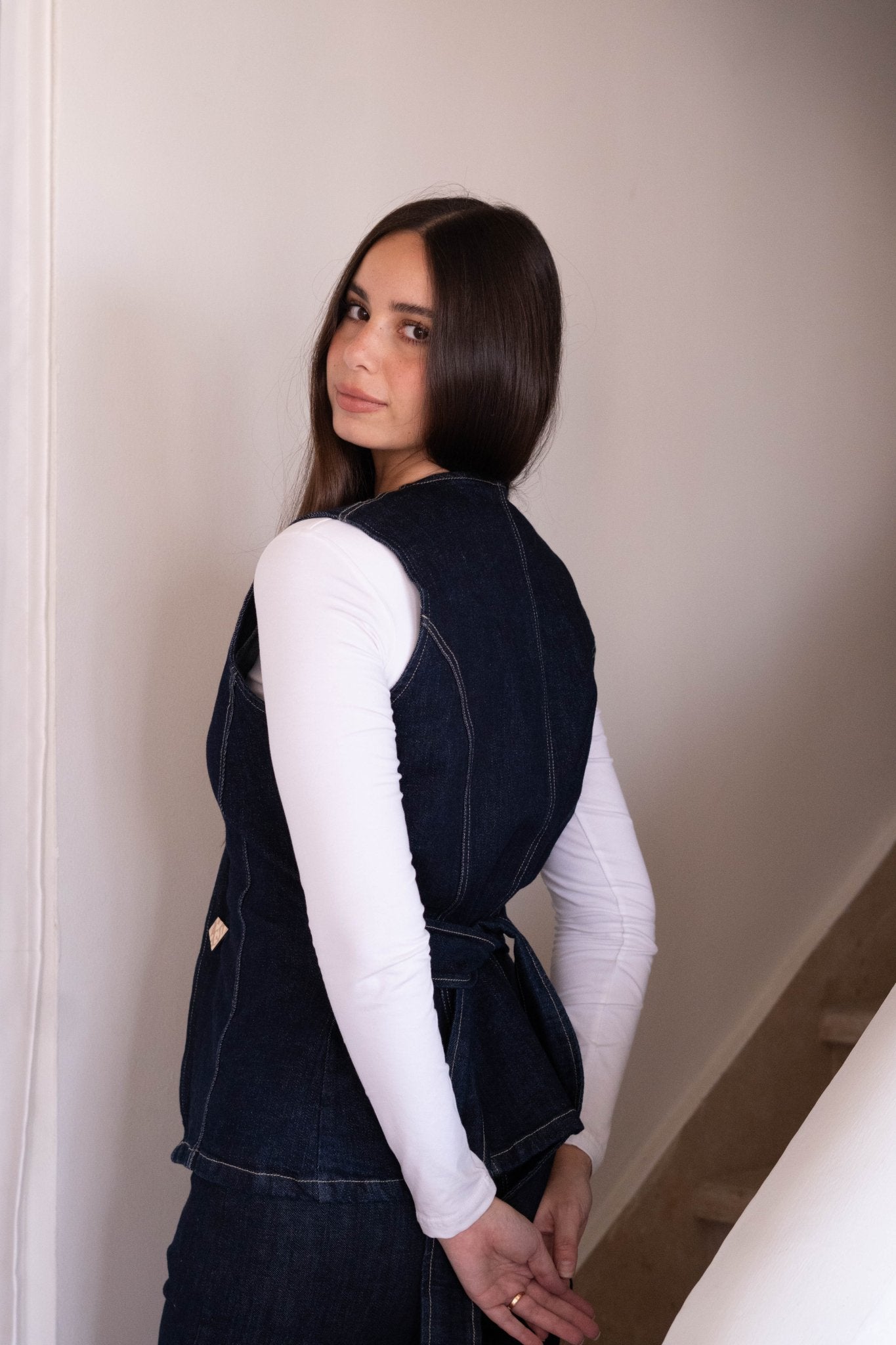 Oily indigo denim vest - Lillyscarfofficial