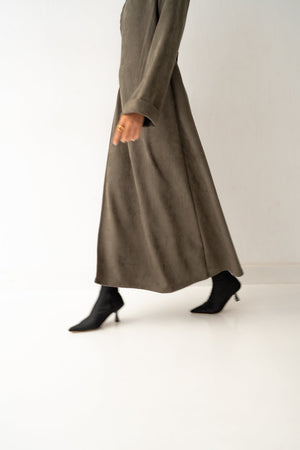 Olive Suede Dress - Lillyscarfofficial