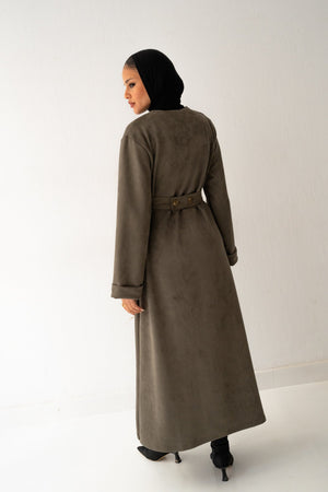 Olive Suede Dress - Lillyscarfofficial