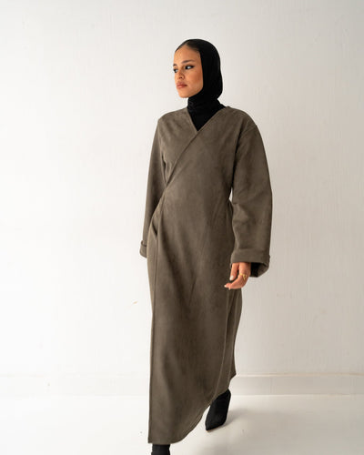 Olive Suede Dress - Lillyscarfofficial