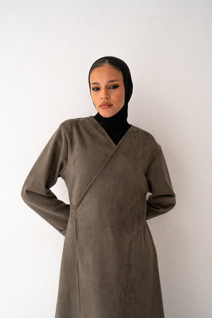 Olive Suede Dress - Lillyscarfofficial