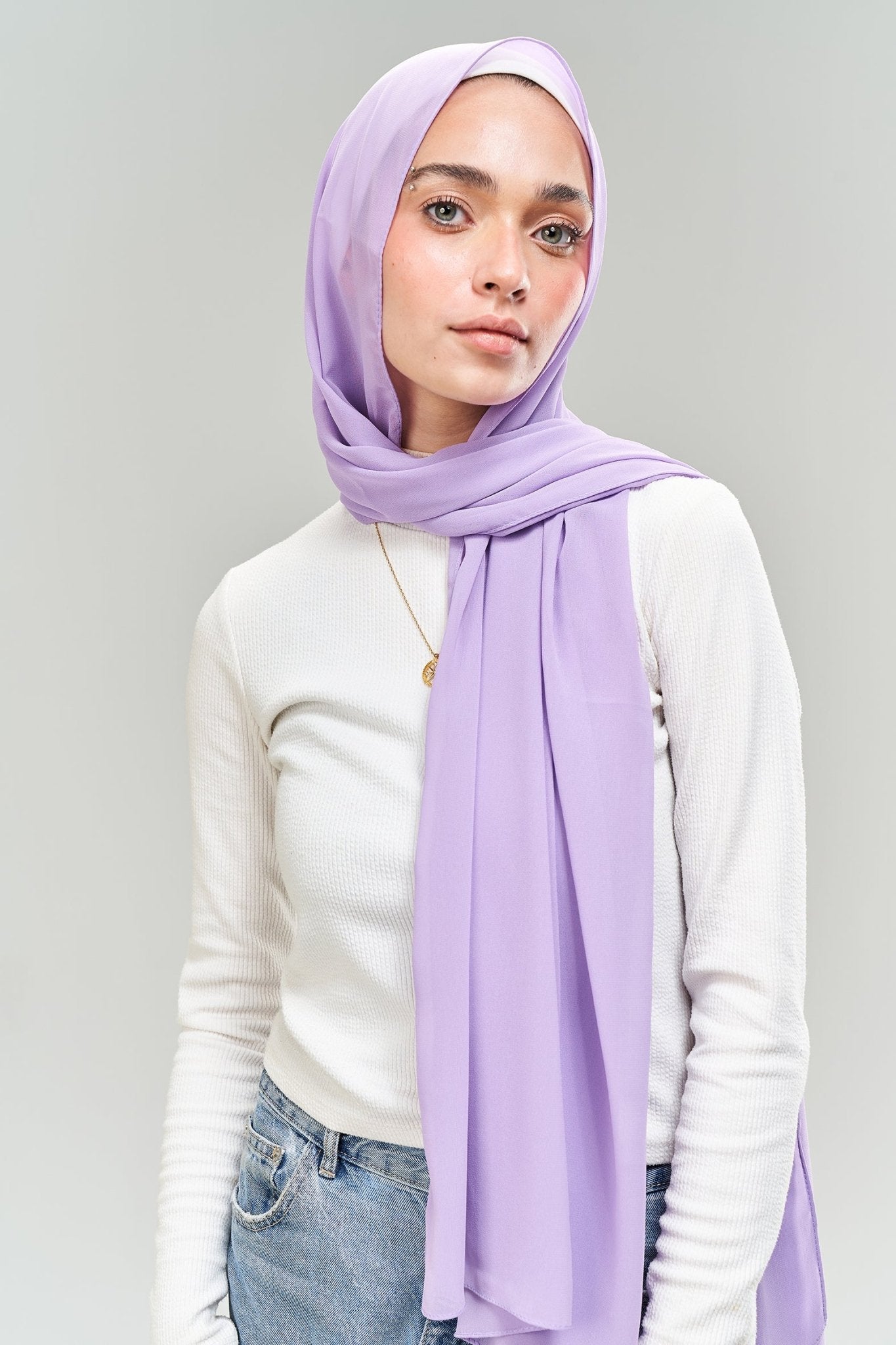 Plain purple chiffon - Lillyscarfofficial