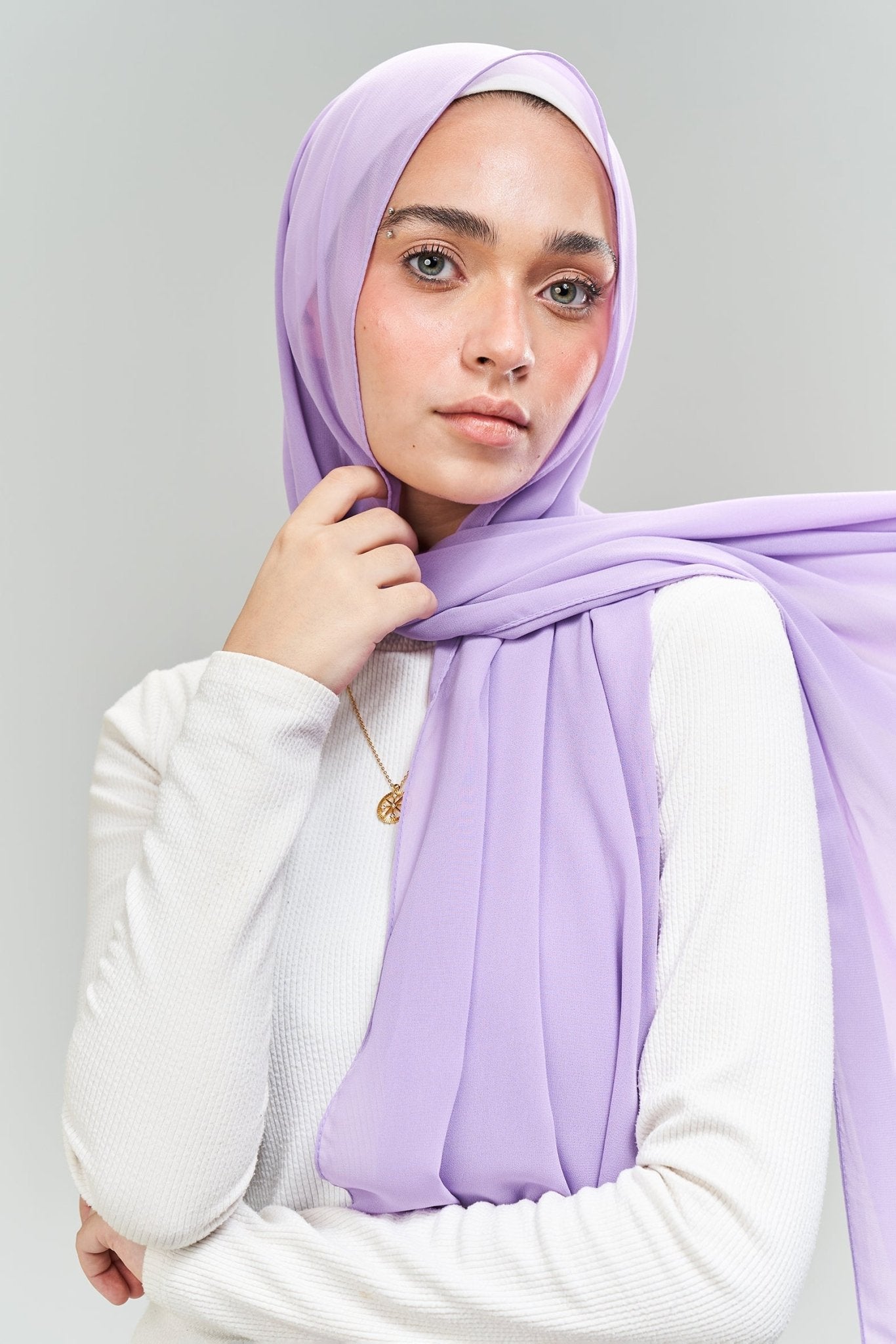 Plain purple chiffon - Lillyscarfofficial