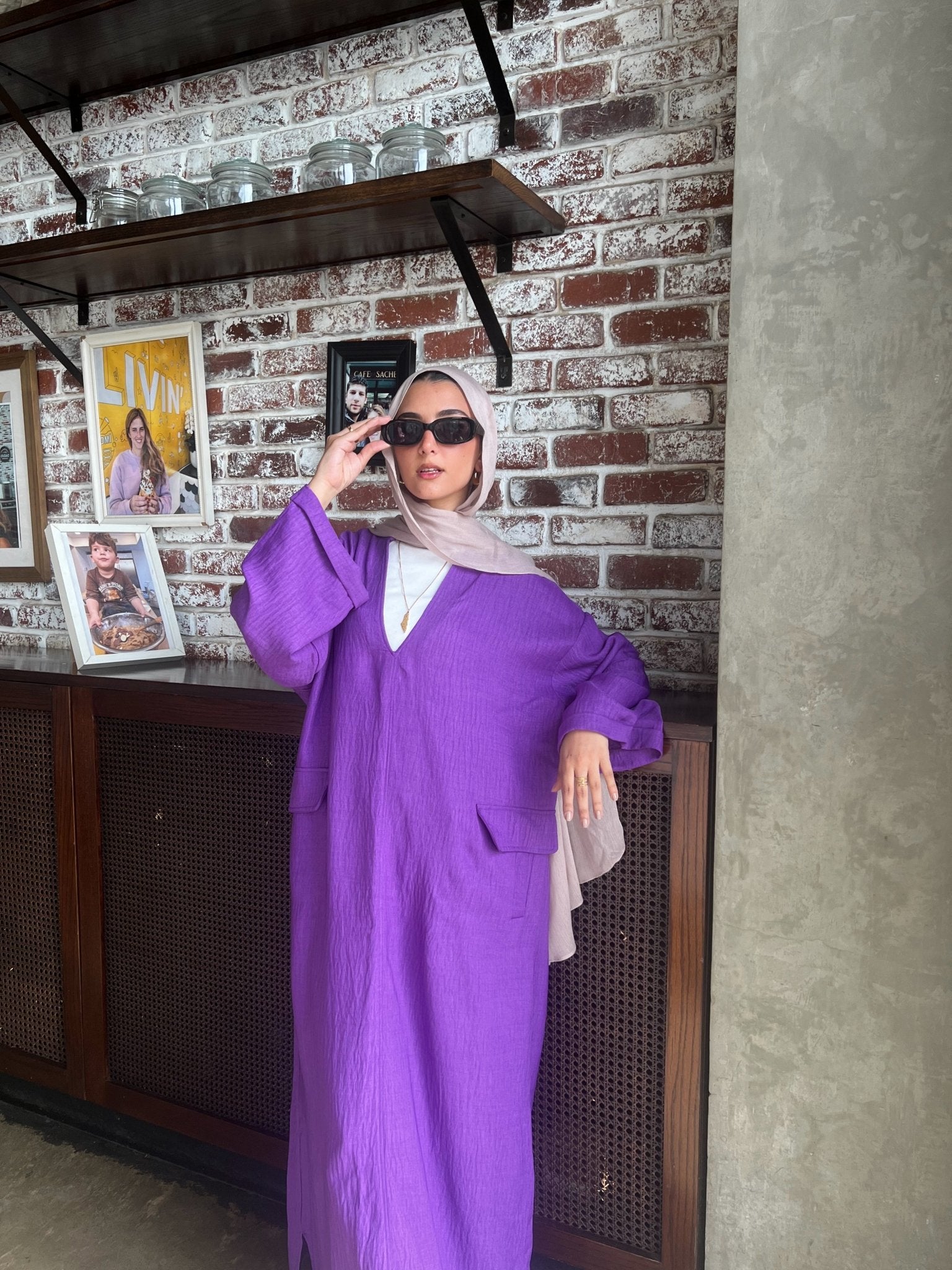 POCKET DRESS IN PURPLE - Lillyscarfofficial