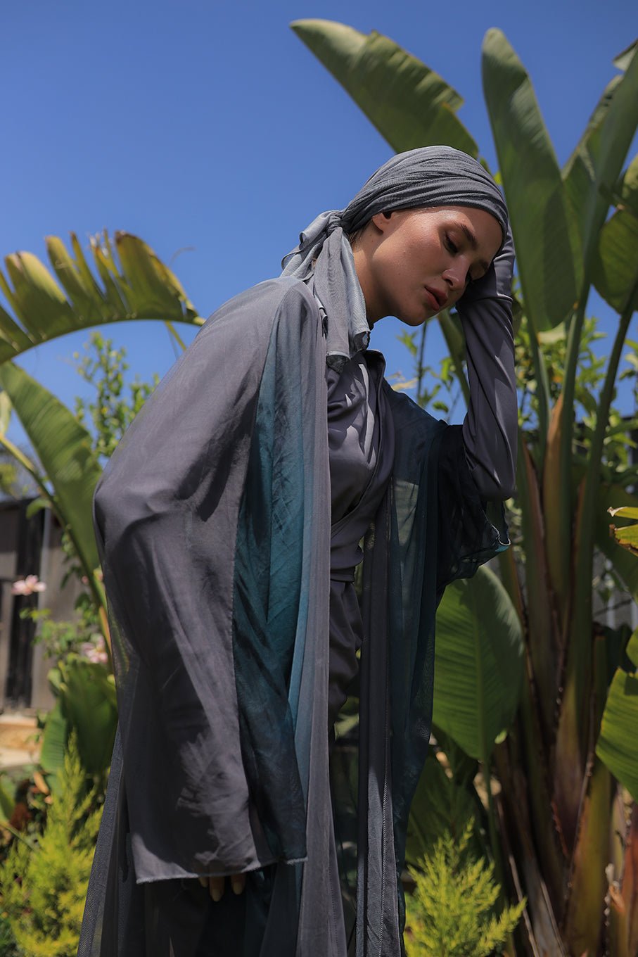 Rimaye in gray cover - up - Lillyscarfofficial