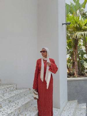 RUST CRINKLED DRESS - Lillyscarfofficial