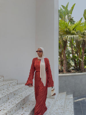 RUST CRINKLED DRESS - Lillyscarfofficial