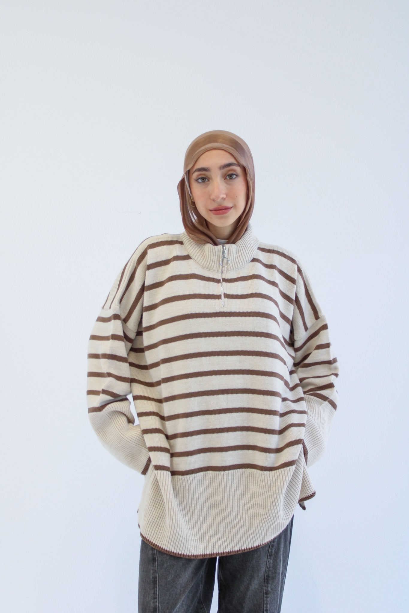 Soft Striped Pullover in brown - Lillyscarfofficial