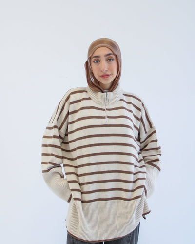 Soft Striped Pullover in brown - Lillyscarfofficial