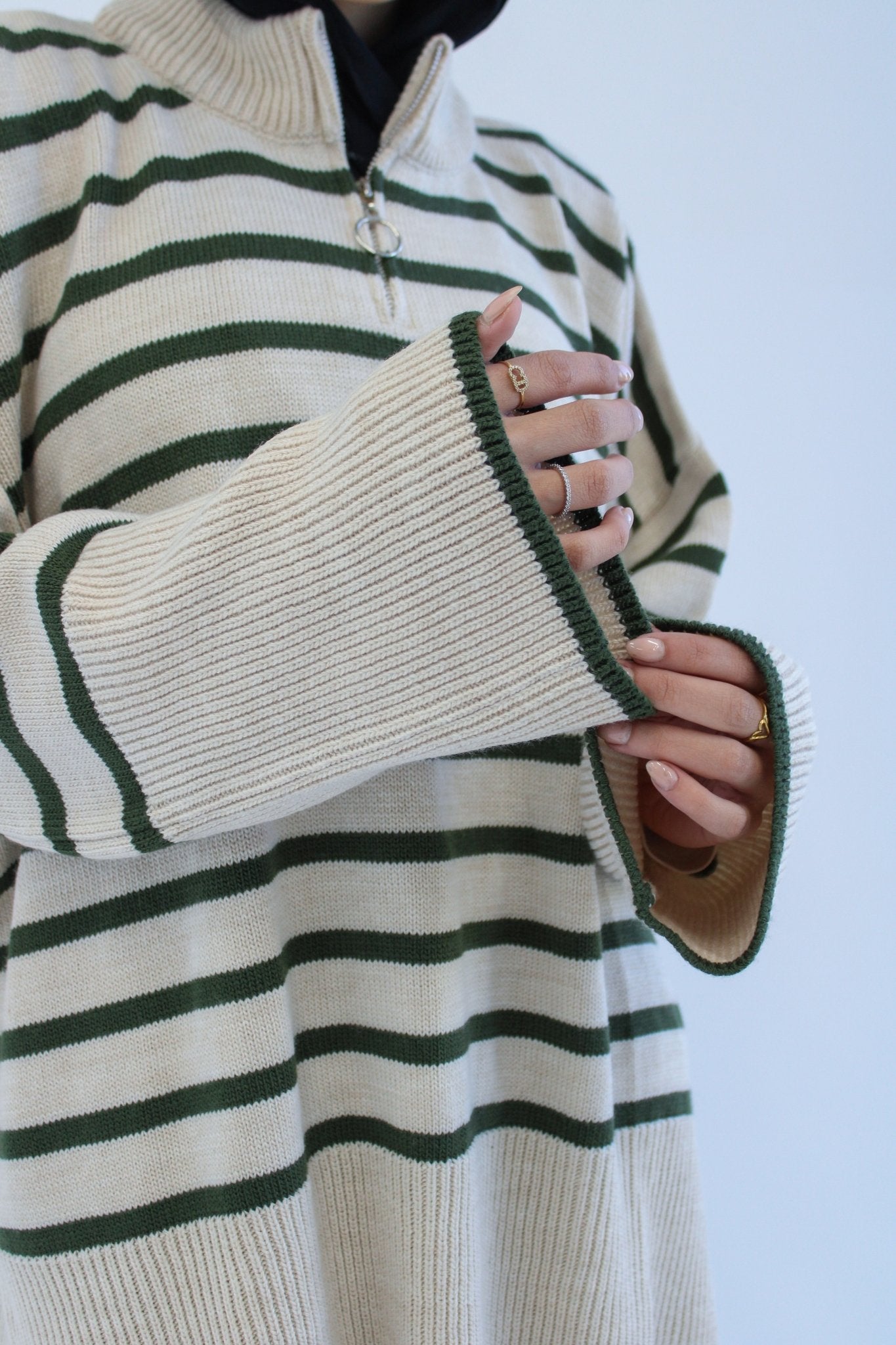 Soft Striped Pullover in olive - Lillyscarfofficial