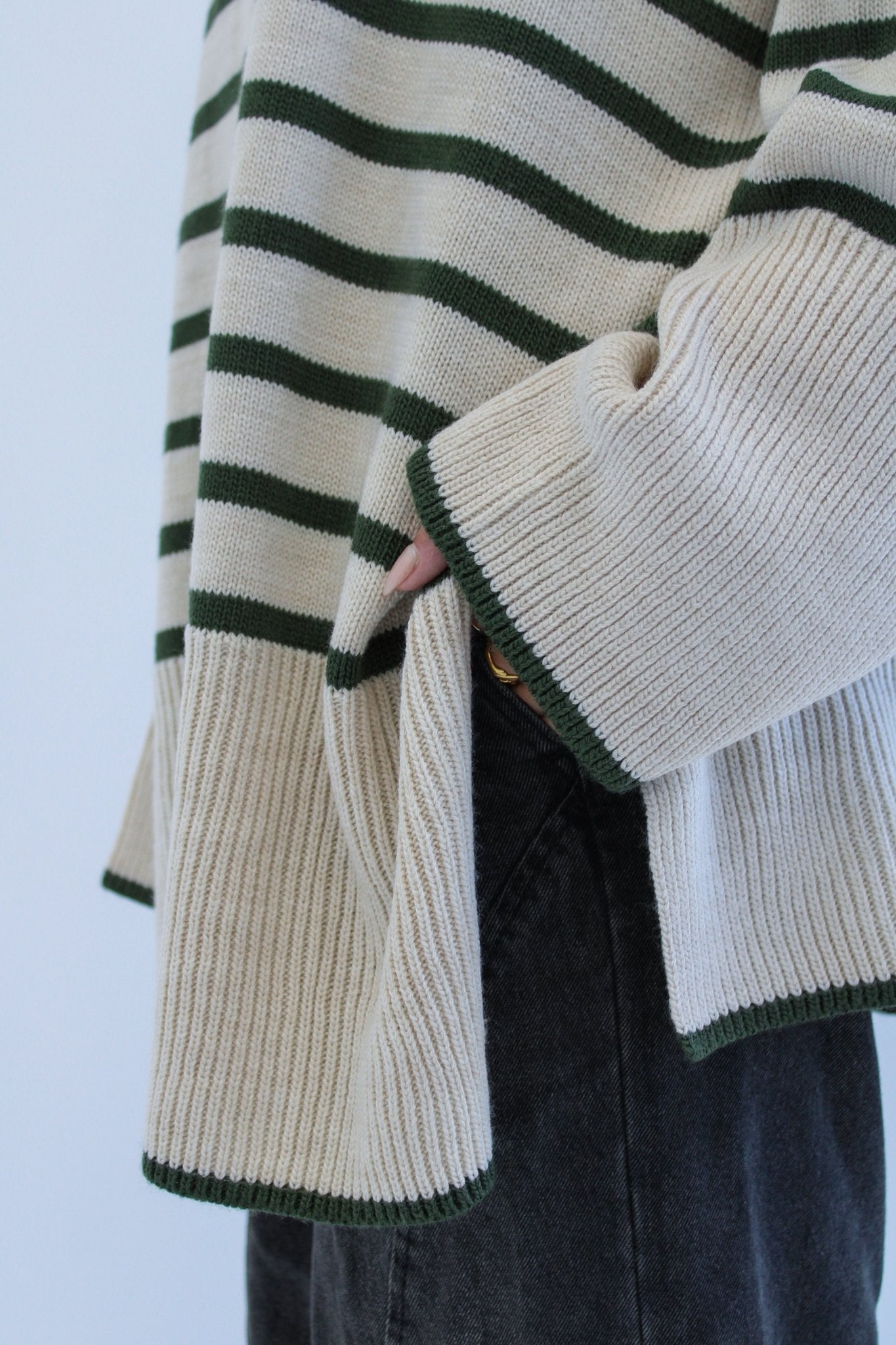 Soft Striped Pullover in olive - Lillyscarfofficial