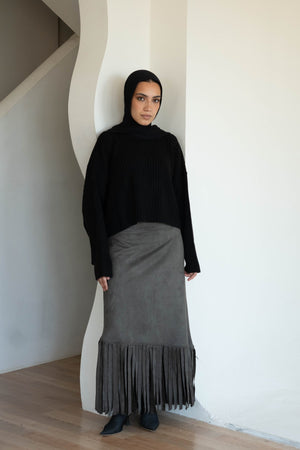 Suede Fringe Skirt - Lillyscarfofficial