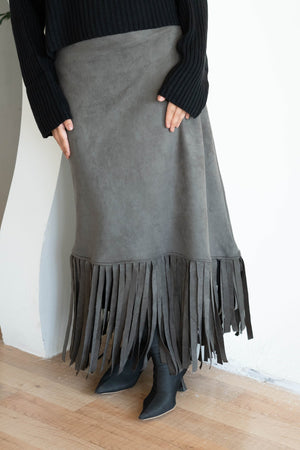 Suede Fringe Skirt - Lillyscarfofficial