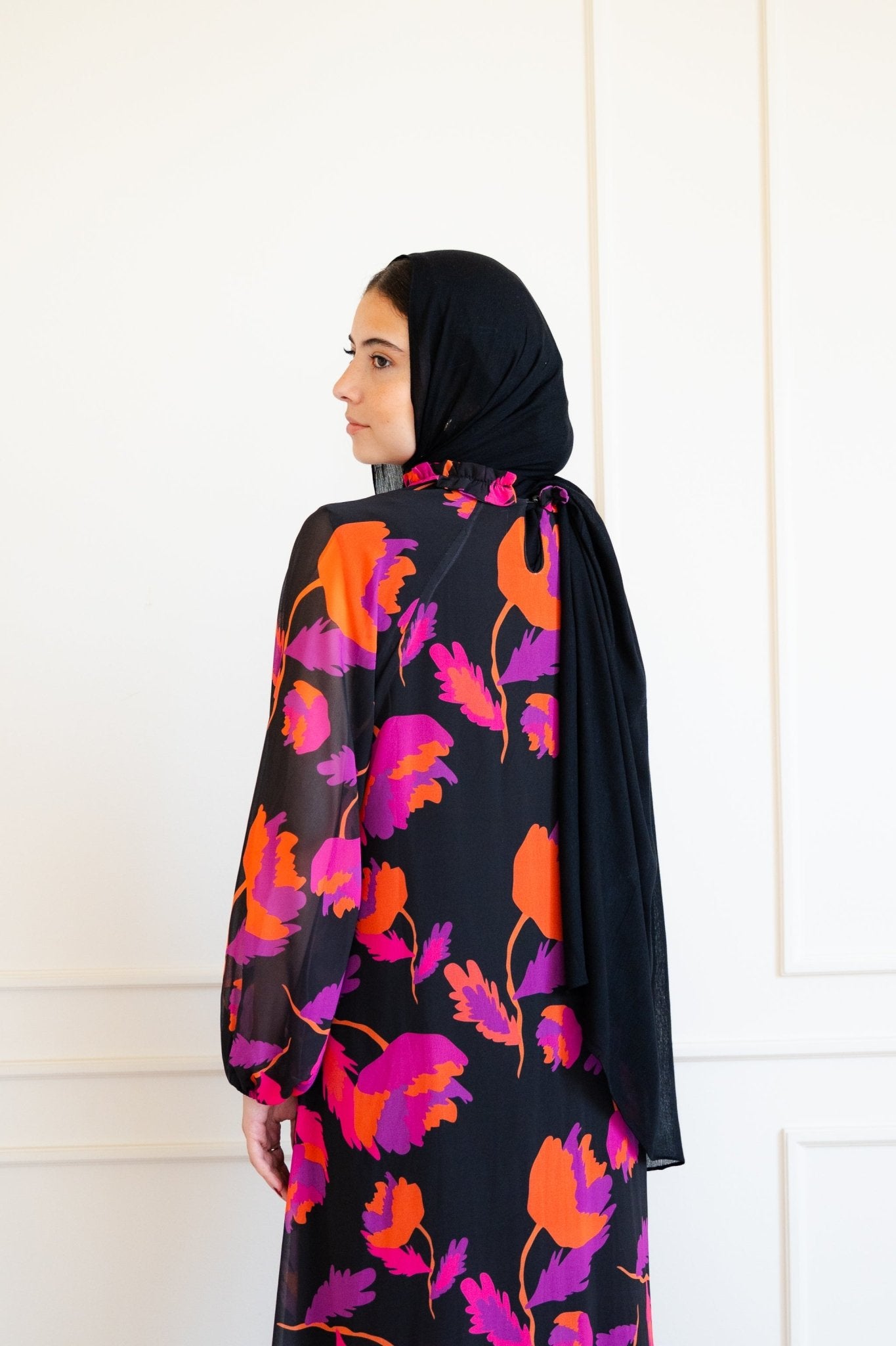 Summer Printed chiffon Dress - Orange - Lillyscarfofficial