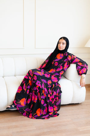 Summer Printed chiffon Dress - Orange - Lillyscarfofficial