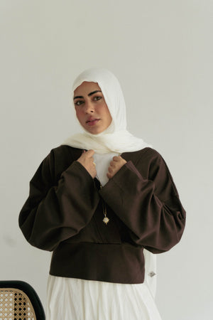 The wrap cozy top in Brown - Lillyscarfofficial