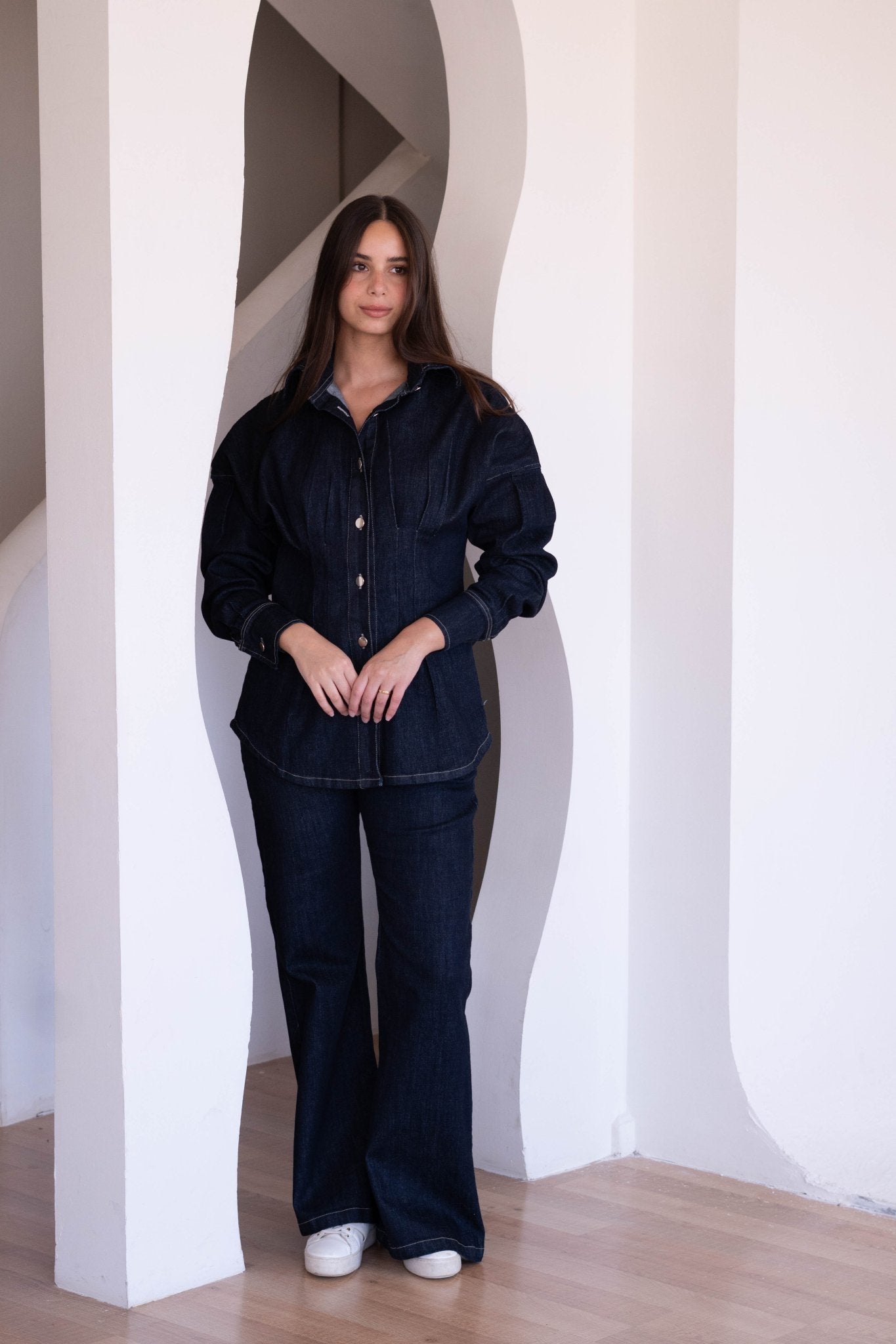 washed Navy Denim Corset set - Lillyscarfofficial