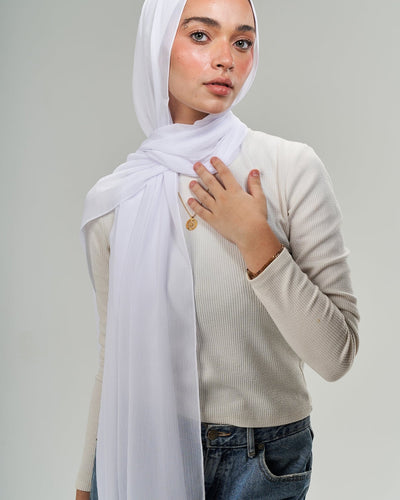 White Chiffon Dubeta - Lillyscarfofficial